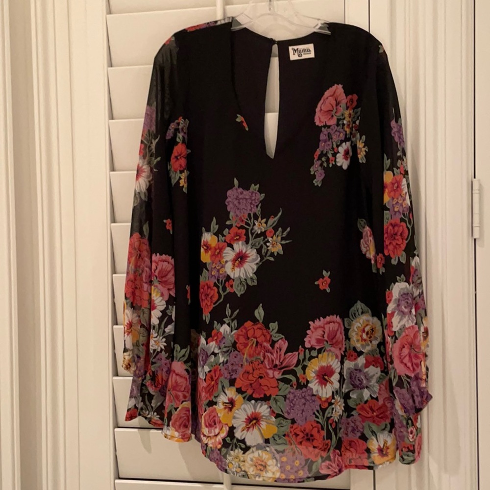 Show me Your MuMu Black Floral Dress Size Medium